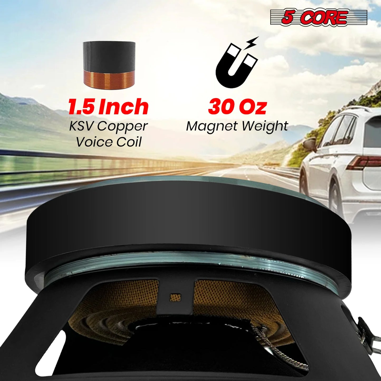 5Core 8 Inch Midrange Door Speaker 500W Subwoofer W Aluminum Bullet 4Ω Sub Woofer 1 PC